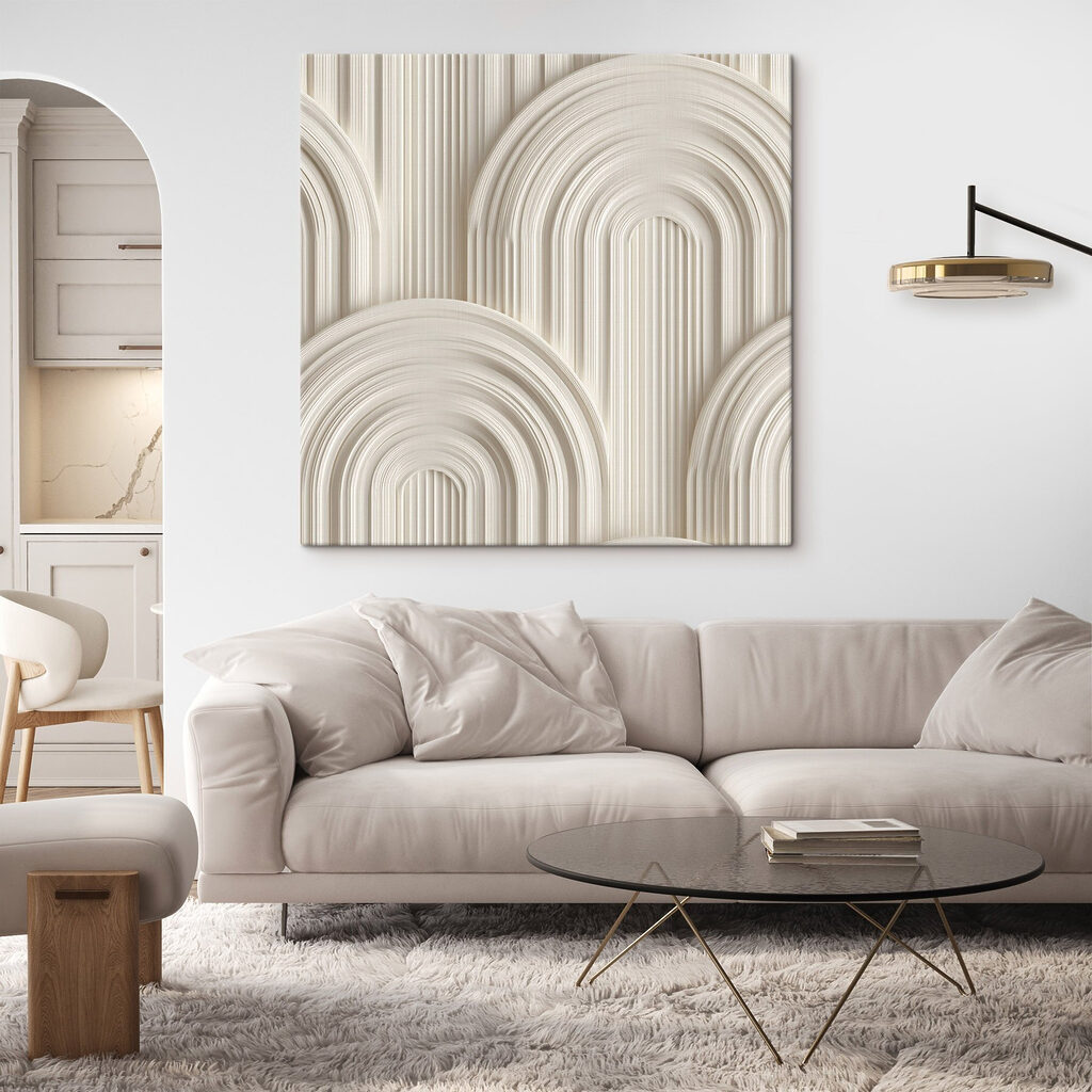 White wall with curved shapes