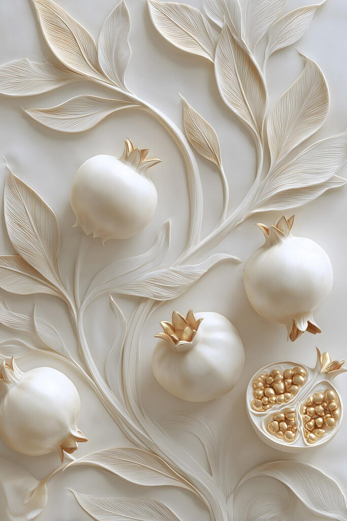 Graceful pomegranate design with leaves