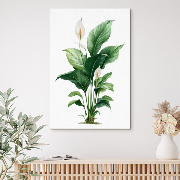 Tablouri Plantă cu flori albe și frunze verzi (SKU: s49335) Tablouri Tablouri Plantă cu flori albe și frunze verzi (SKU: s49335)