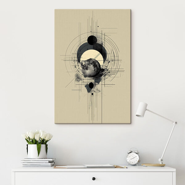 Tablouri Black and white drawing of a moon and circles (SKU: s49332)