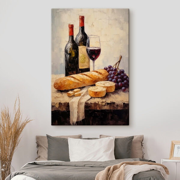 Tablouri Pictură cu sticle de vin și struguri (SKU: s44815) Tablouri Tablouri Pictură cu sticle de vin și struguri (SKU: s44815)