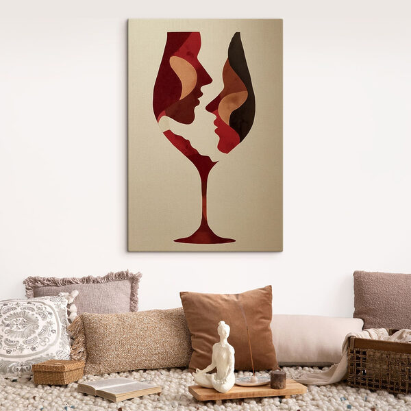Tablouri Pahar de vin cu chipuri desenate pe el (SKU: s49322) Tablouri Tablouri Pahar de vin cu chipuri desenate pe el (SKU: s49322)