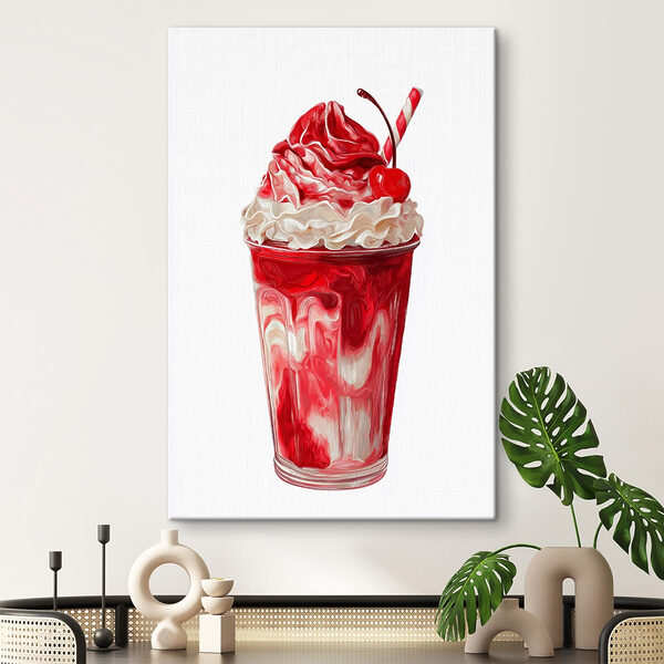 Tablouri Milkshake roșu și alb, servit cu un pai (SKU: s49311) Tablouri Tablouri Milkshake roșu și alb, servit cu un pai (SKU: s49311)