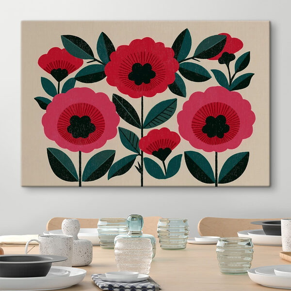 Tablouri Pictură cu flori și frunze (SKU: s49301) Tablouri Tablouri Pictură cu flori și frunze (SKU: s49301)