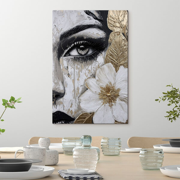 - Striking portrait with flower detail