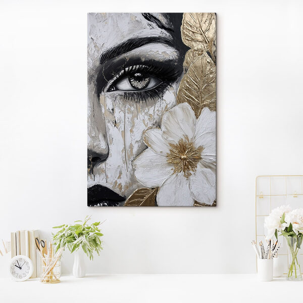 Tablouri - Un portret impresionant cu un detaliu floral (SKU: s49273) Tablouri Tablouri - Un portret impresionant cu un detaliu floral (SKU: s49273)
