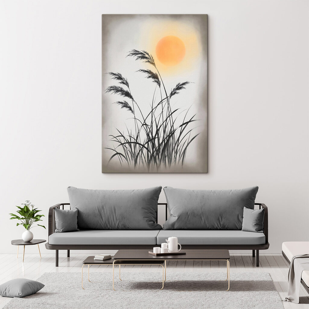 Silhouette of grass and the sun