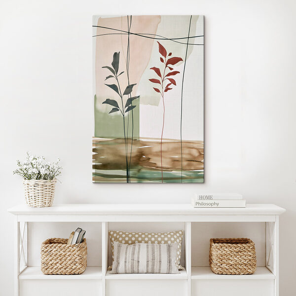 Tablouri Tablou cu frunze și o plantă (SKU: s49128) Tablouri Tablouri Tablou cu frunze și o plantă (SKU: s49128)