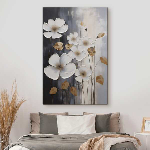 Tablouri Tablouri Flori elegante pe un fundal întunecat (SKU: s49078)