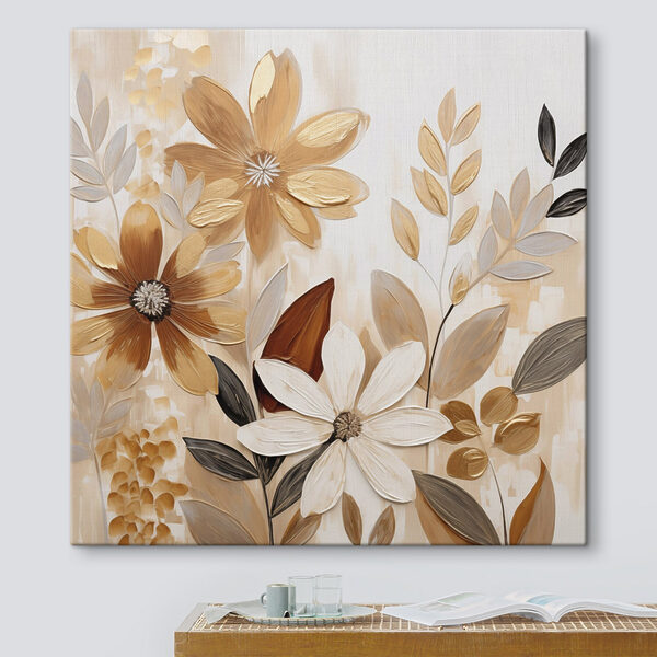 Tablouri Pictură cu flori și frunze (SKU: s49071) Tablouri Tablouri Pictură cu flori și frunze (SKU: s49071)