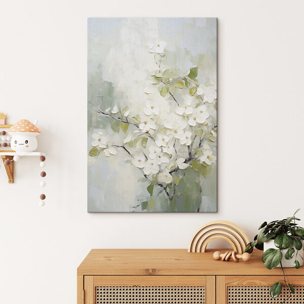 Tablouri Tablou cu flori albe pe o ramură (SKU: s49048) Tablouri Tablouri Tablou cu flori albe pe o ramură (SKU: s49048)