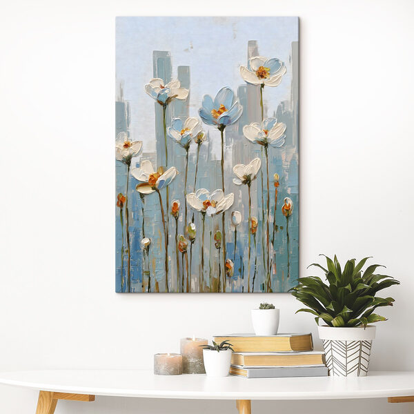 Tablouri Pictură cu flori pe un perete (SKU: s48786) Tablouri Tablouri Pictură cu flori pe un perete (SKU: s48786)