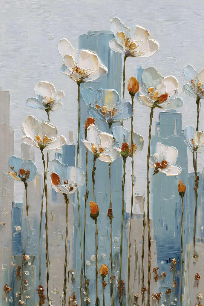 Painting of flowers on a wall