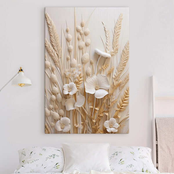 Tablouri Buchet de flori albe și grâu maro (SKU: s48748) Tablouri Tablouri Buchet de flori albe și grâu maro (SKU: s48748)