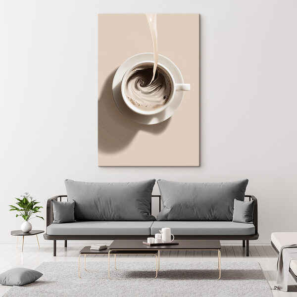 Tablouri Tablouri O ceașcă de cafea în care se toarnă lapte (SKU: s48438)