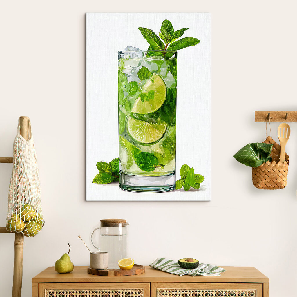 Glass with a drink and limes