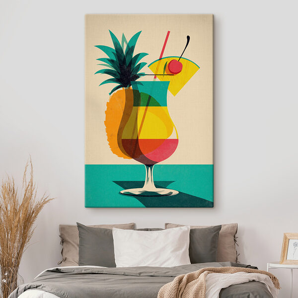 Colorful cocktail with a pineapple and a straw Colorful cocktail with a pineapple and a straw