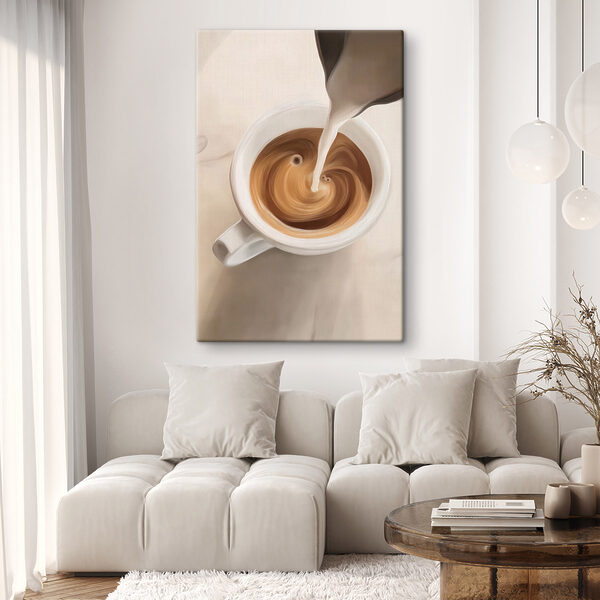 Tablouri O ceașcă de cafea în care se toarnă lapte (SKU: s48475) Tablouri Tablouri O ceașcă de cafea în care se toarnă lapte (SKU: s48475)