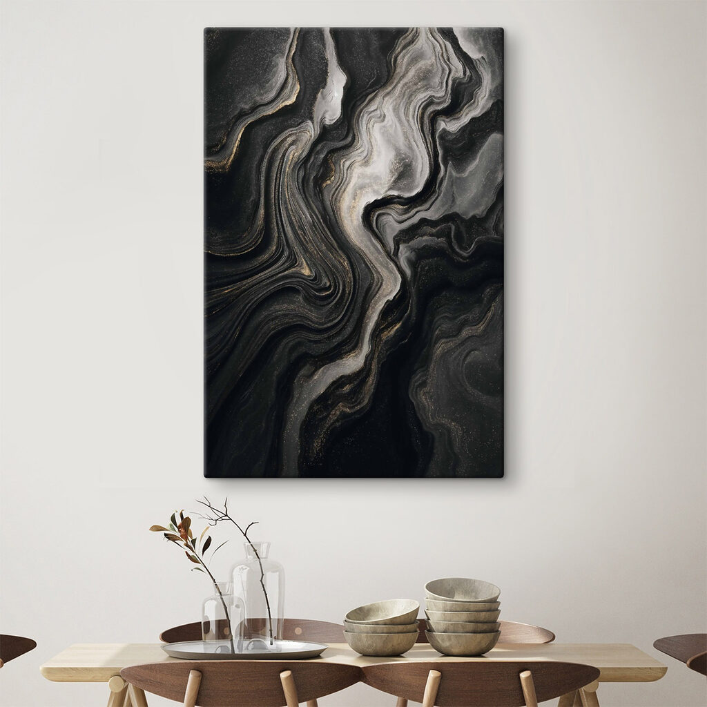 Black and white marbled surface