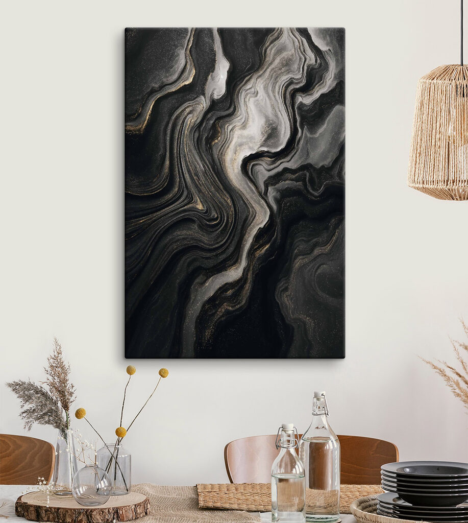 Black and white marbled surface