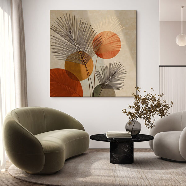 Tablouri - Frunziș viu colorat, cu motive circulare (SKU: s48557) Tablouri Tablouri - Frunziș viu colorat, cu motive circulare (SKU: s48557)