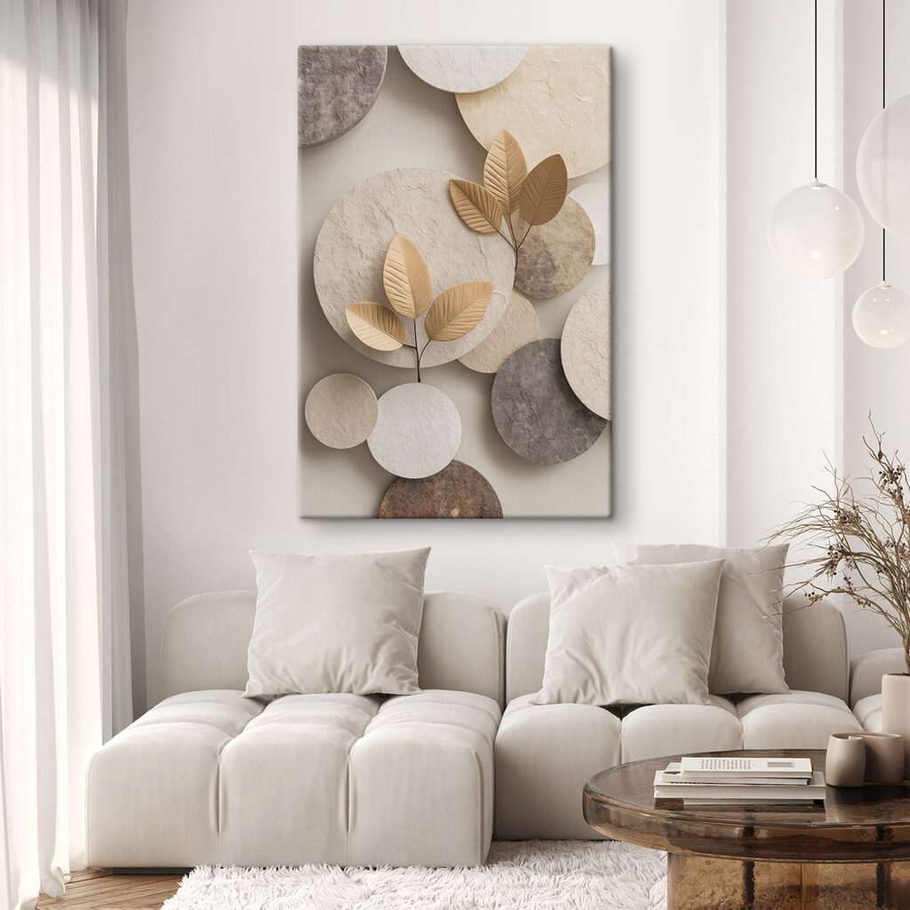 Group of circular objects with leaves