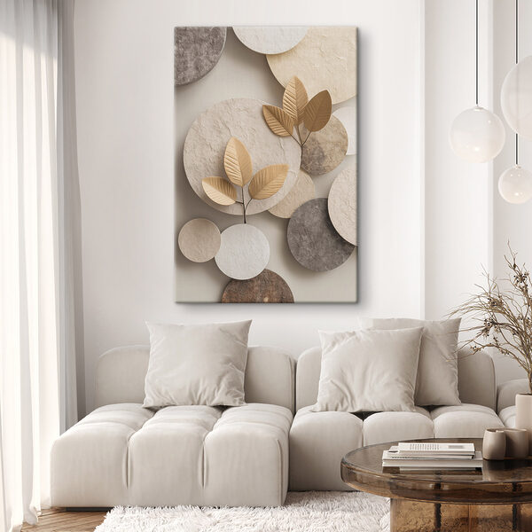 Group of circular objects with leaves