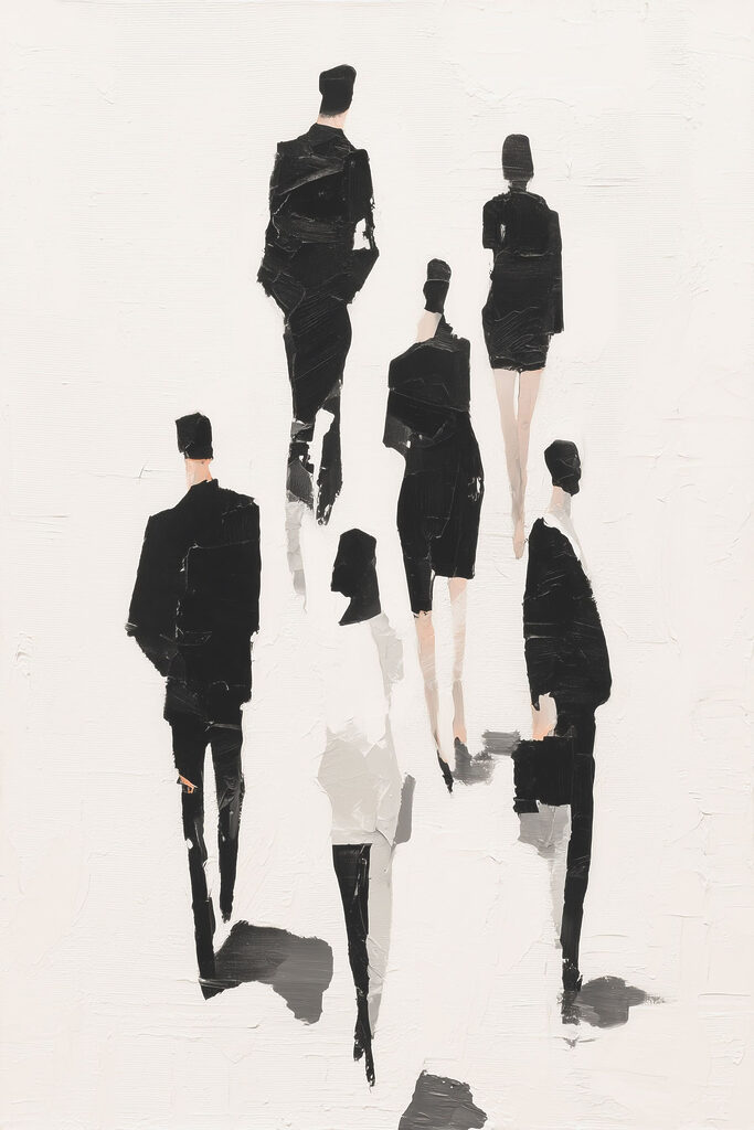 Group of people in black and white