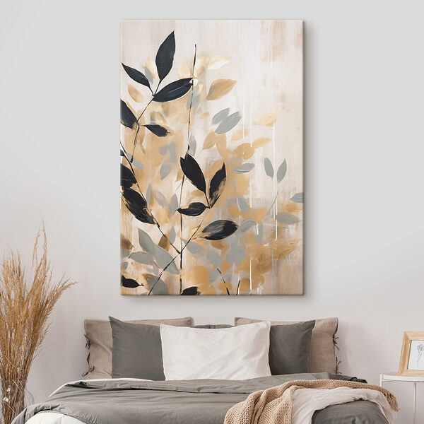 Tablouri Tablouri Pictură cu frunze pe un perete (SKU: s48608)