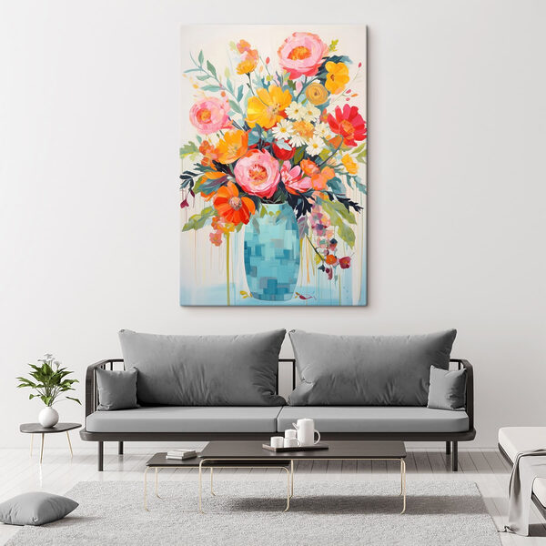 Tablouri Tablou cu flori într-o vază albastră (SKU: s48643) Tablouri Tablouri Tablou cu flori într-o vază albastră (SKU: s48643)
