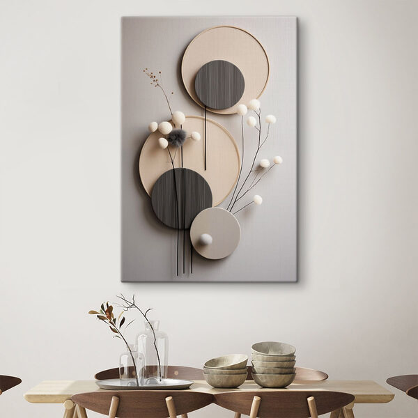 Tablouri Decorațiune de perete cu cercuri și flori albe (SKU: s48601) Tablouri Tablouri Decorațiune de perete cu cercuri și flori albe (SKU: s48601)