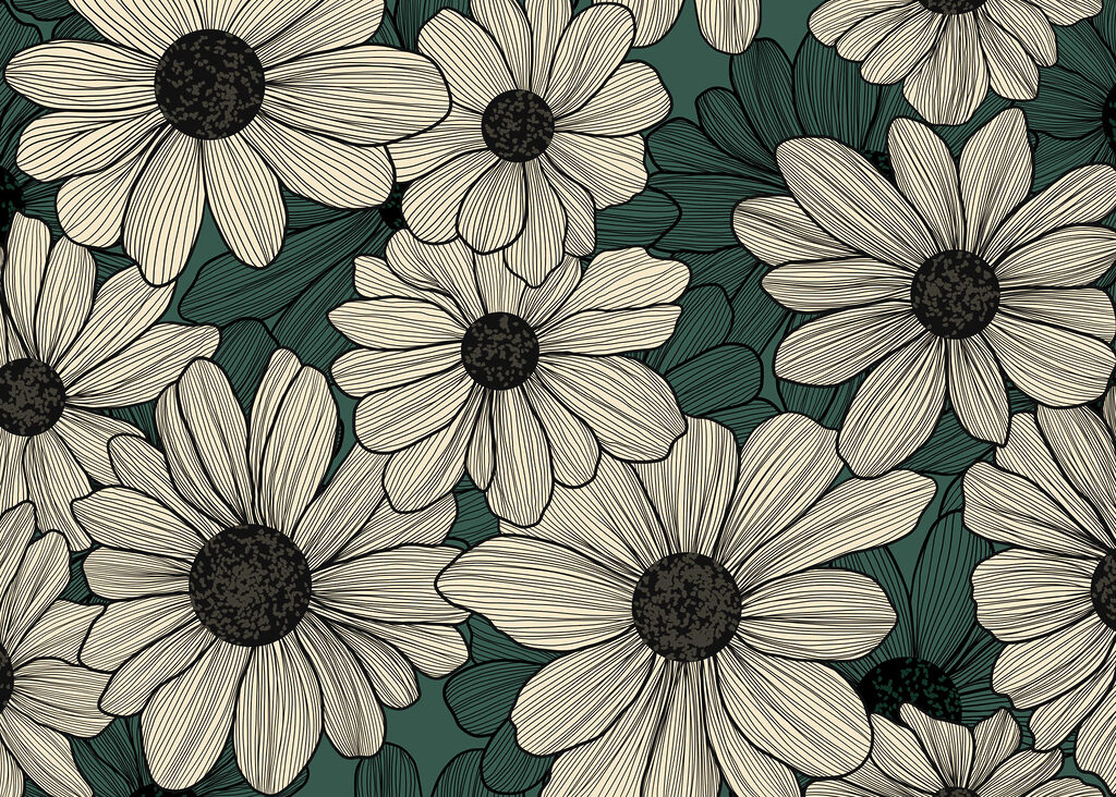 Group of flowers on a green background