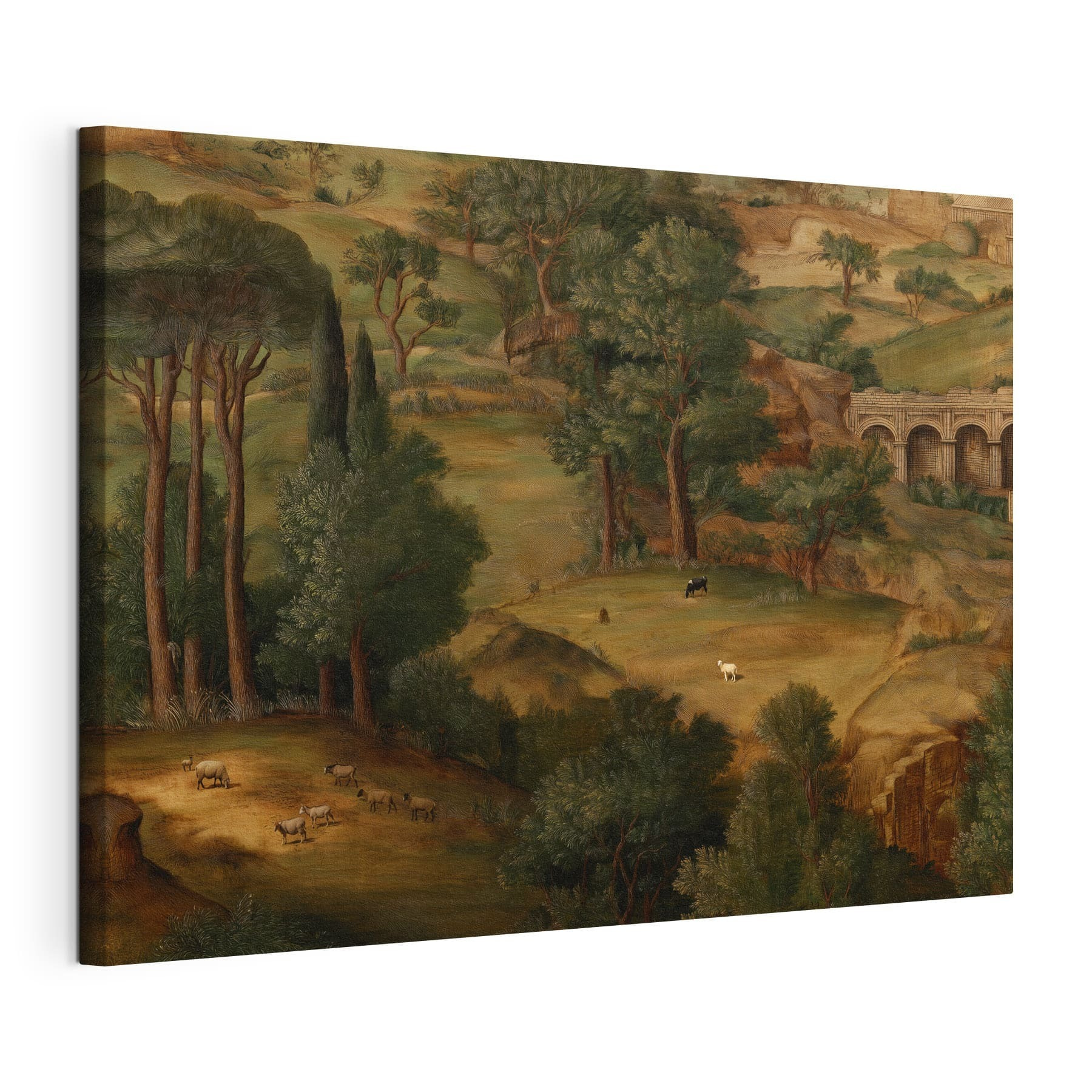 Painting of a landscape with trees and animals