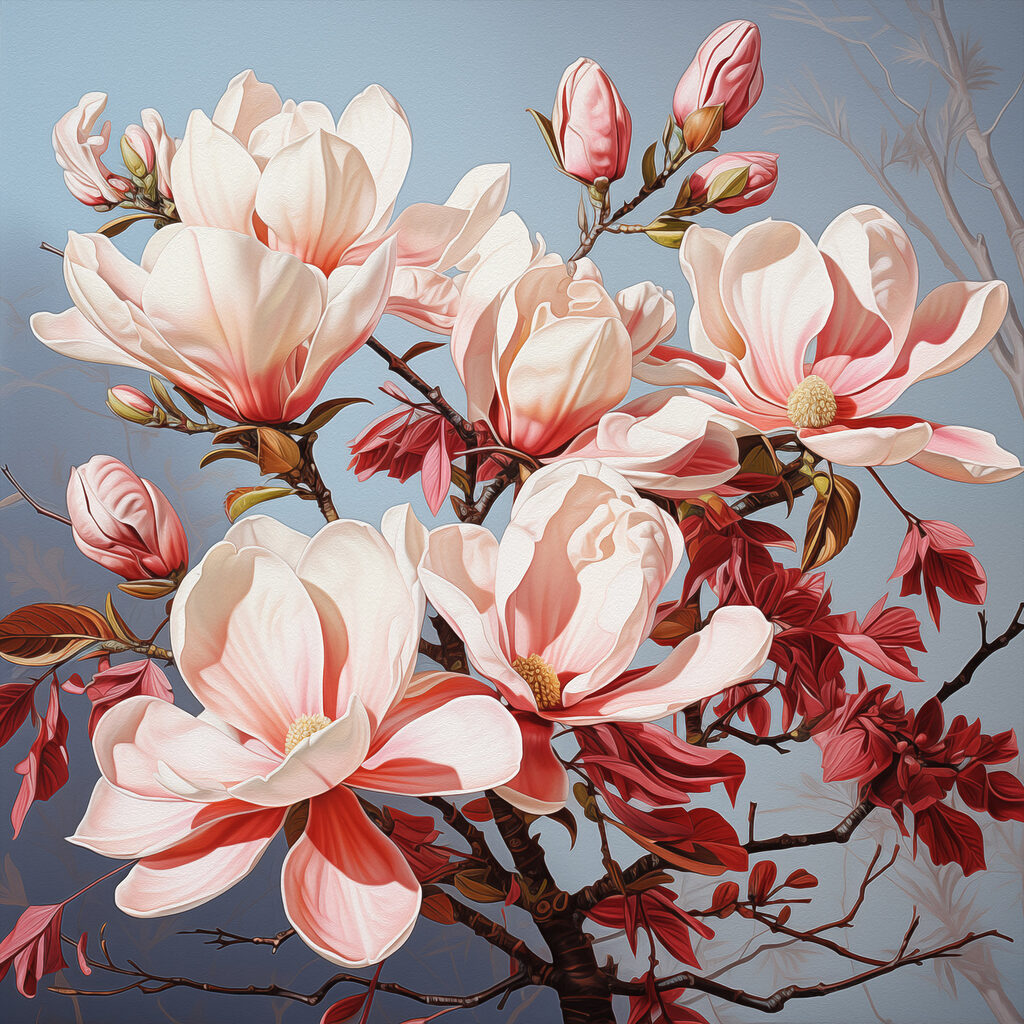 Blossoms in soft pastel hues