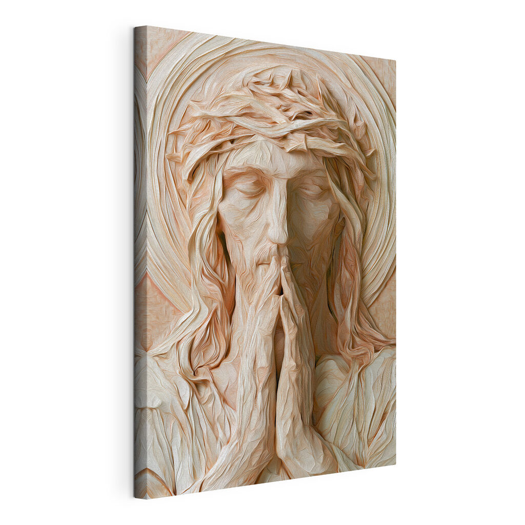Sculpture of a man with his hands together Sculpture of a man with his hands together