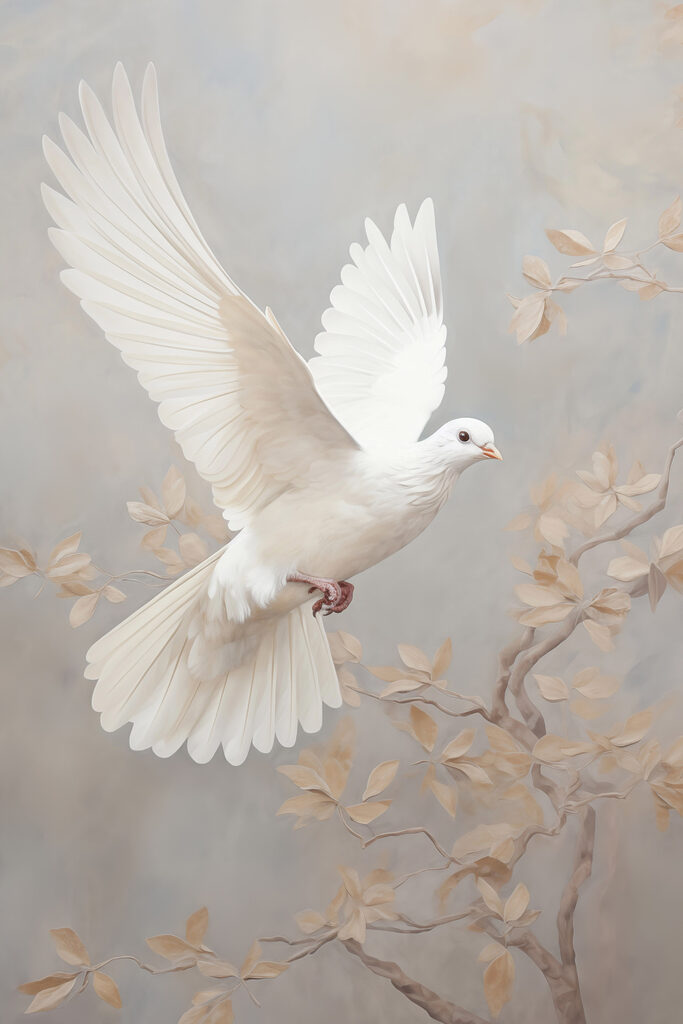 White dove flying in the air