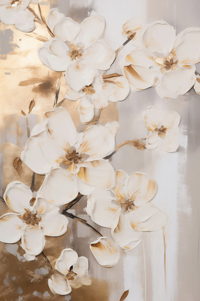 Painting of flowers on a wall Painting of flowers on a wall