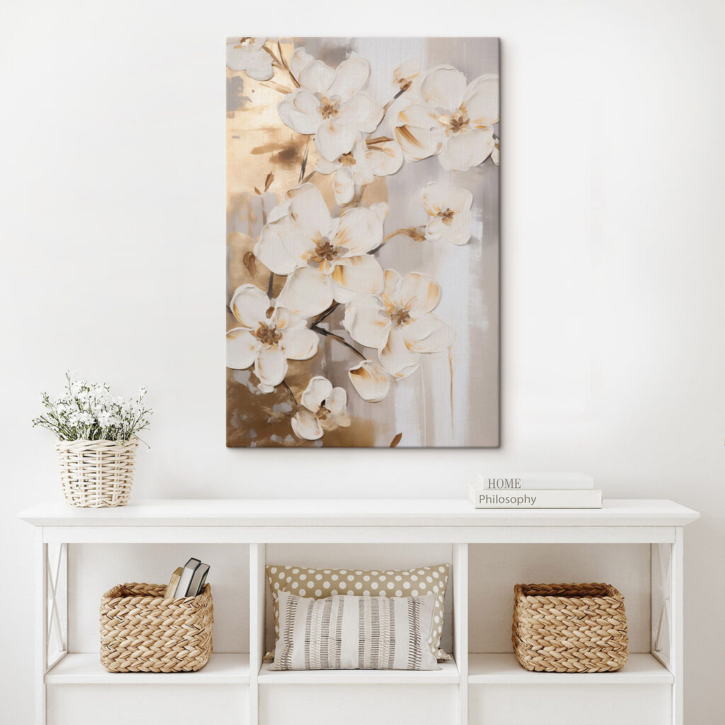 Painting of flowers on a wall Painting of flowers on a wall