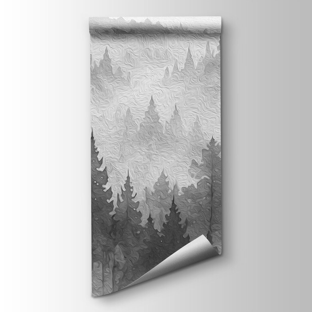 Mountain landscape with fog and trees