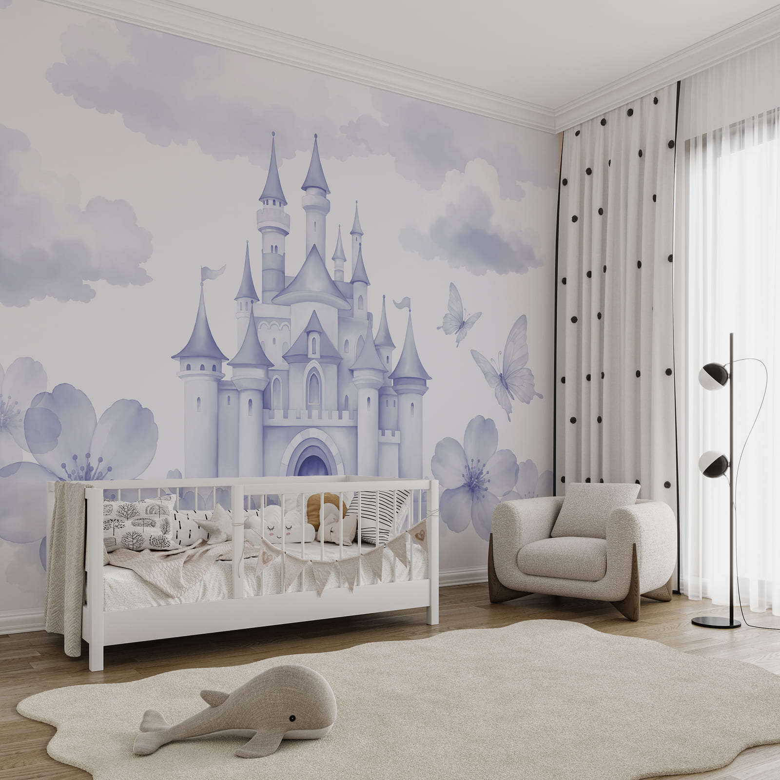 Castel cu fluturi și flori Castel cu fluturi și flori