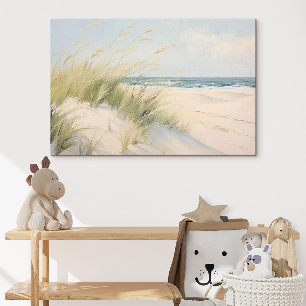 Beach with grass and sand