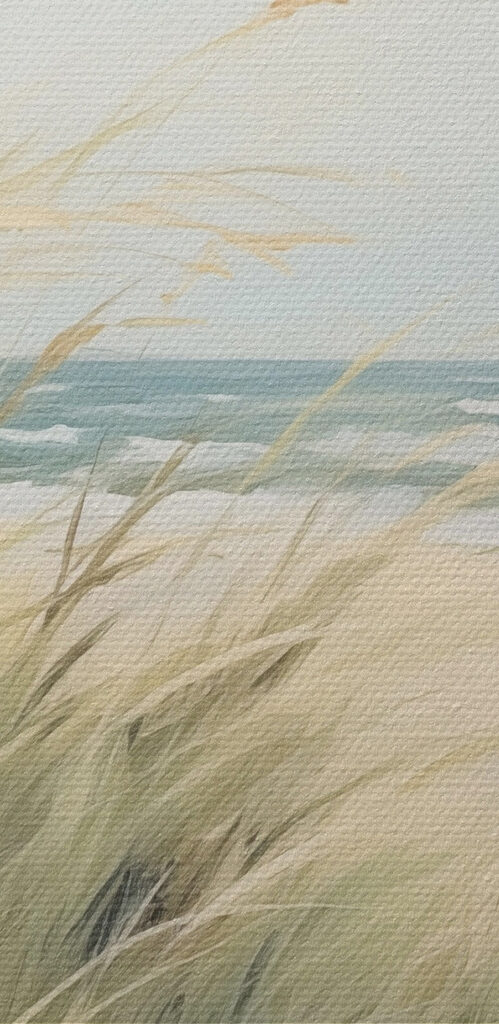 Beach with grass and sand