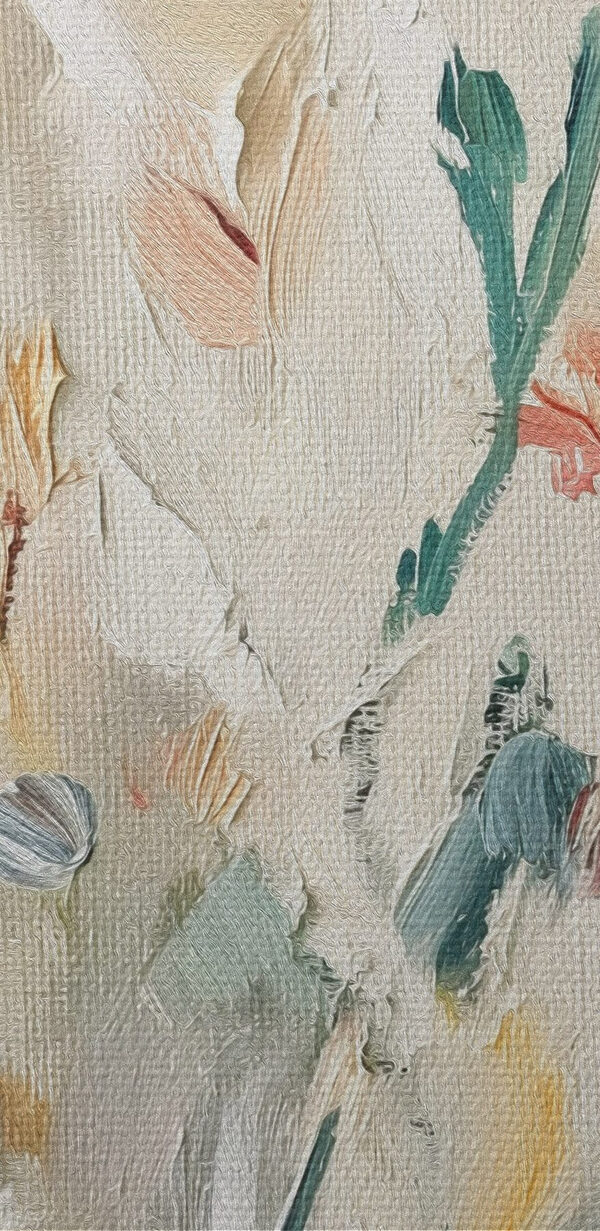 Painting of flowers on a white surface