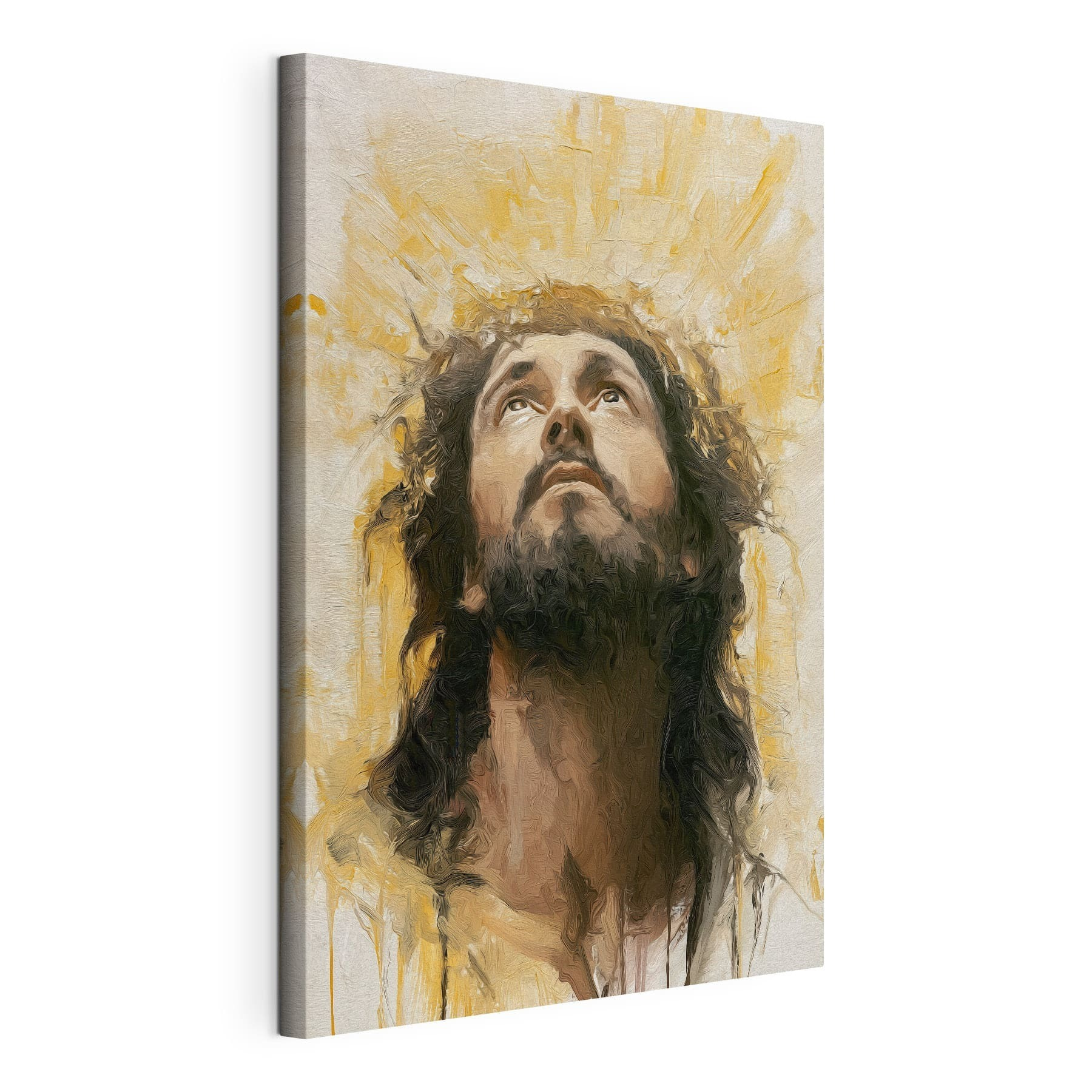 Painting of a man looking up