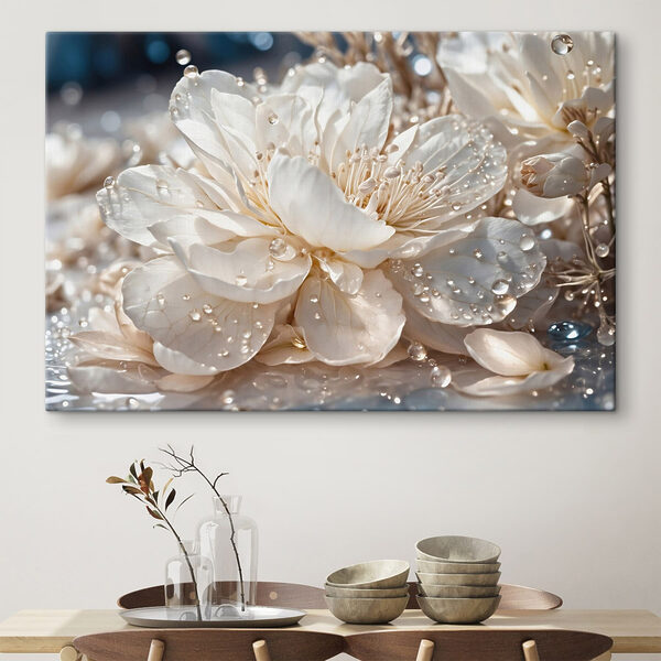Delicate blooms adorned with droplets Delicate blooms adorned with droplets