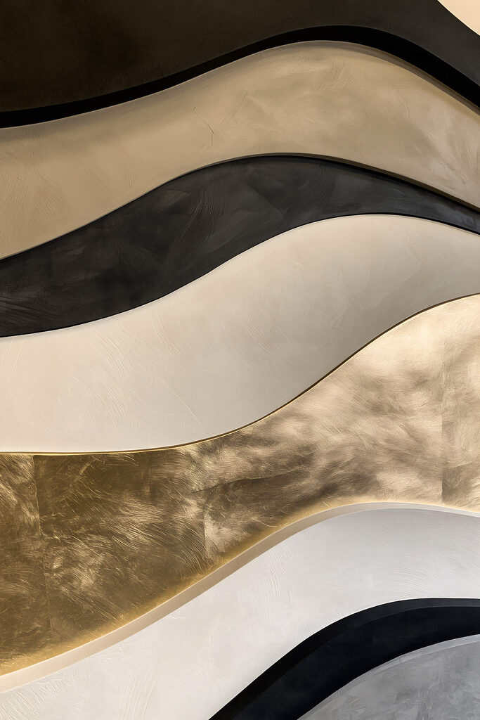 - Wavy patterns in neutral tones - Wavy patterns in neutral tones