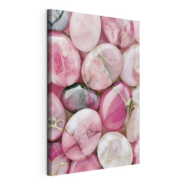 Group of pink and white oval shaped stones Group of pink and white oval shaped stones