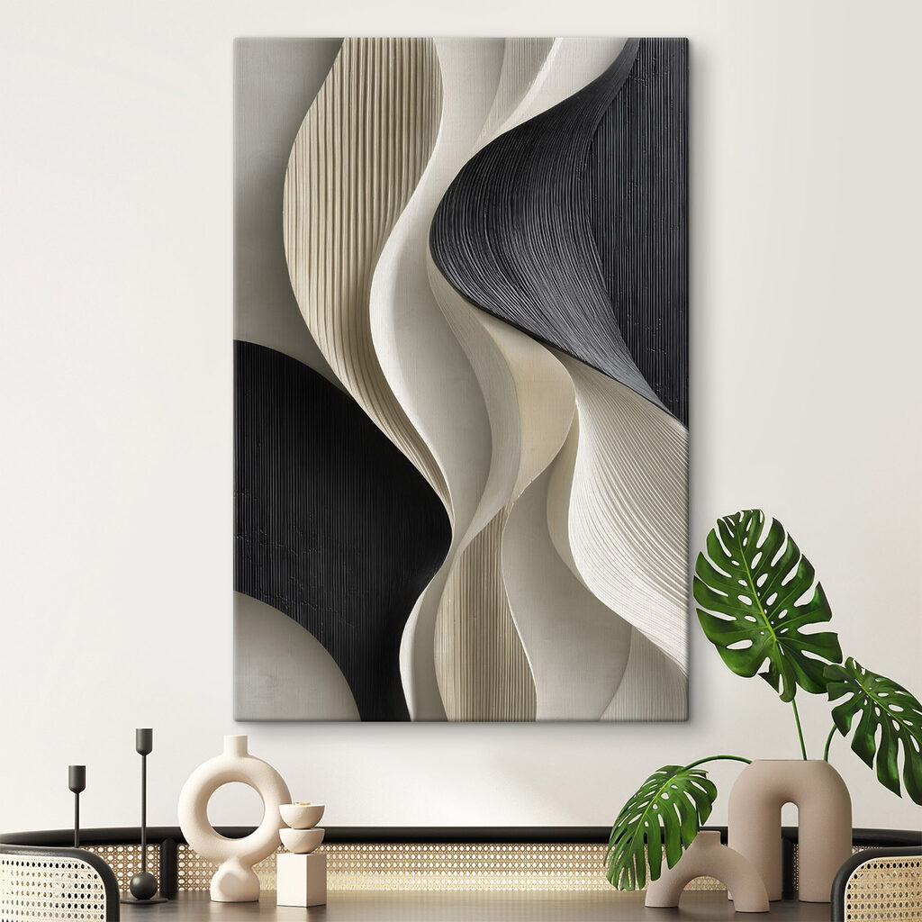Black and white wavy wall art Black and white wavy wall art