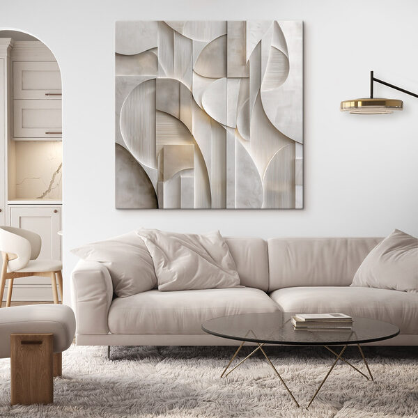 White wall with geometric shapes