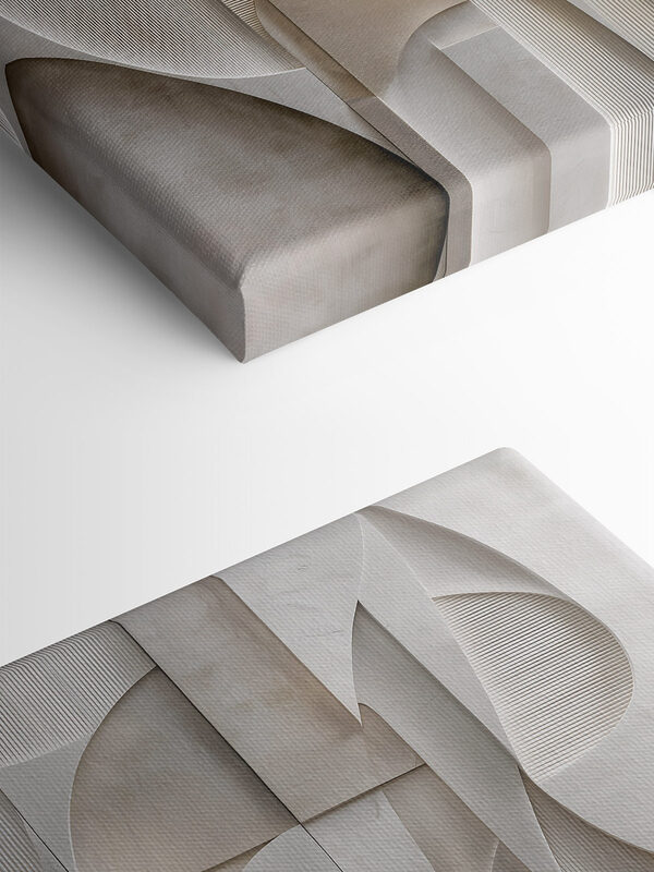 White wall with geometric shapes